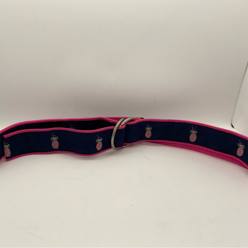 Toe Goz Pink/Navy Pineapple Canvas/Ribbon Belt Medium